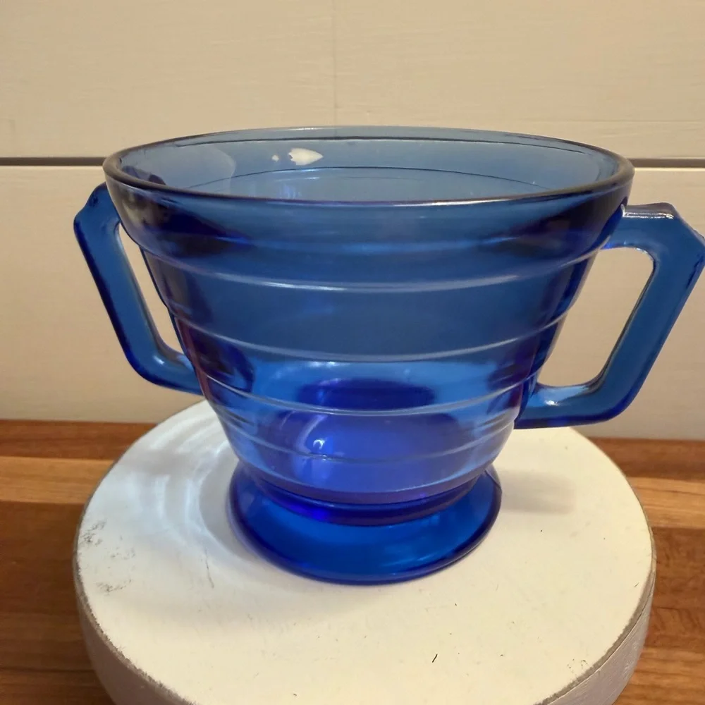 Hazel Atlas Moderntone Cobalt Blur Sugar Bowl